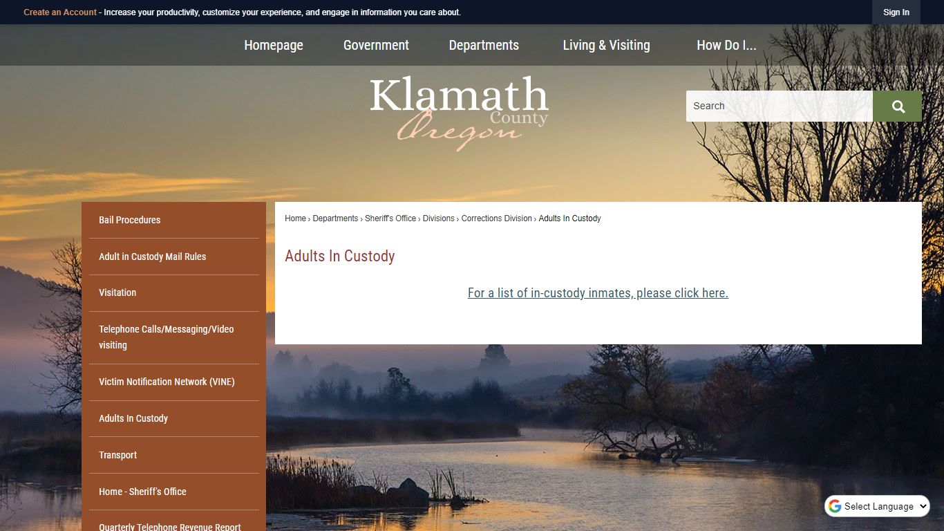 Adults In Custody | Klamath County, OR